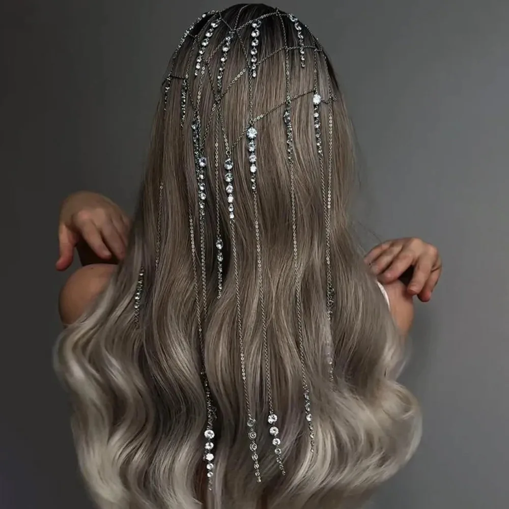 Tassel Headband High-end Light Luxury Rhinestone Chain European American Temperament Elegant