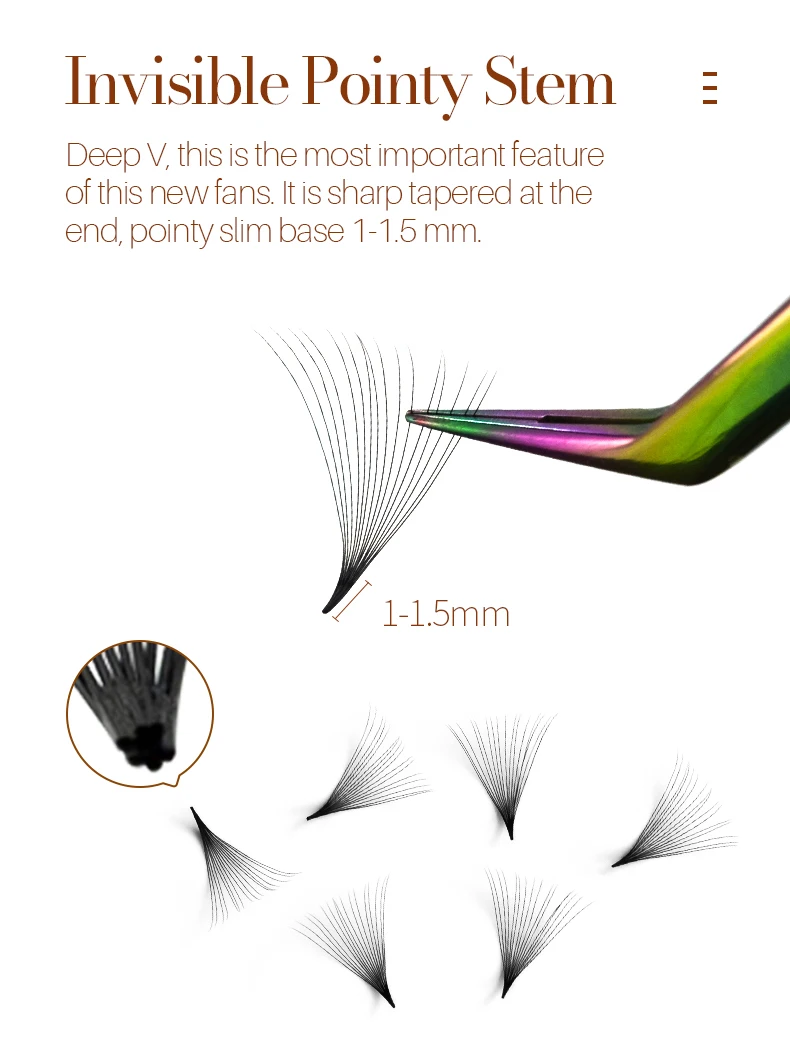 NEW Song Lashes Promade Fans Pointy Base Loose Fans Sharp Thin Root Korea PBT Material 500 Fans