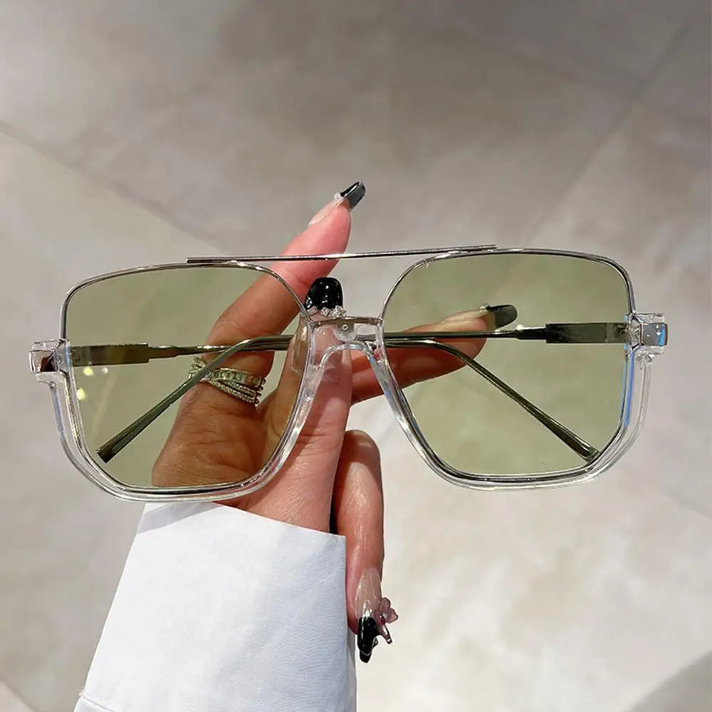 

Vintage Square Sunglasses Fashion Oversized Shades for Women Men Trendy Ins Popular Half Metal Frame Eyewear UV400 Sun Glasses