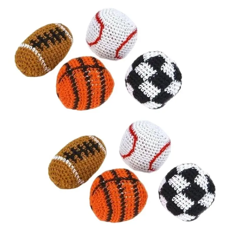 L71A Anti- Design 8PCS Sports Footbag Set Handmade Football Soccer Basketball Baseball Hackys Footbags For Outdoor Games