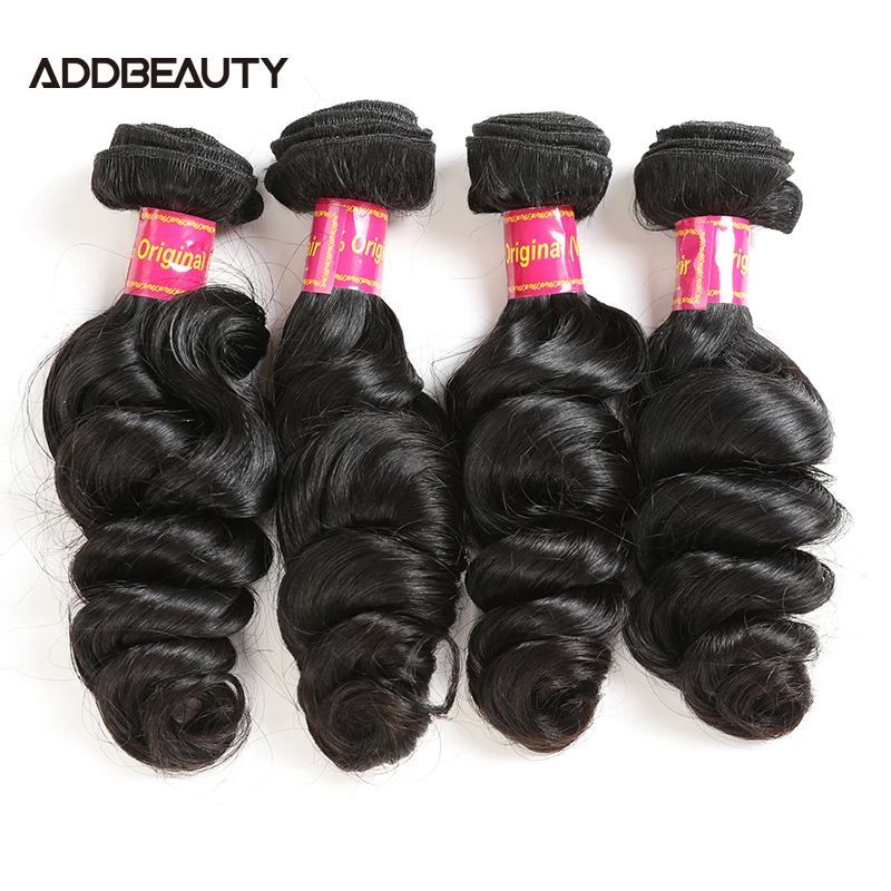 Addbeauty-pacote virgem não processado do cabelo humano para mulheres, cabelo humano dobro-tirado, cor natural, dobro-tirado, escolha da cor