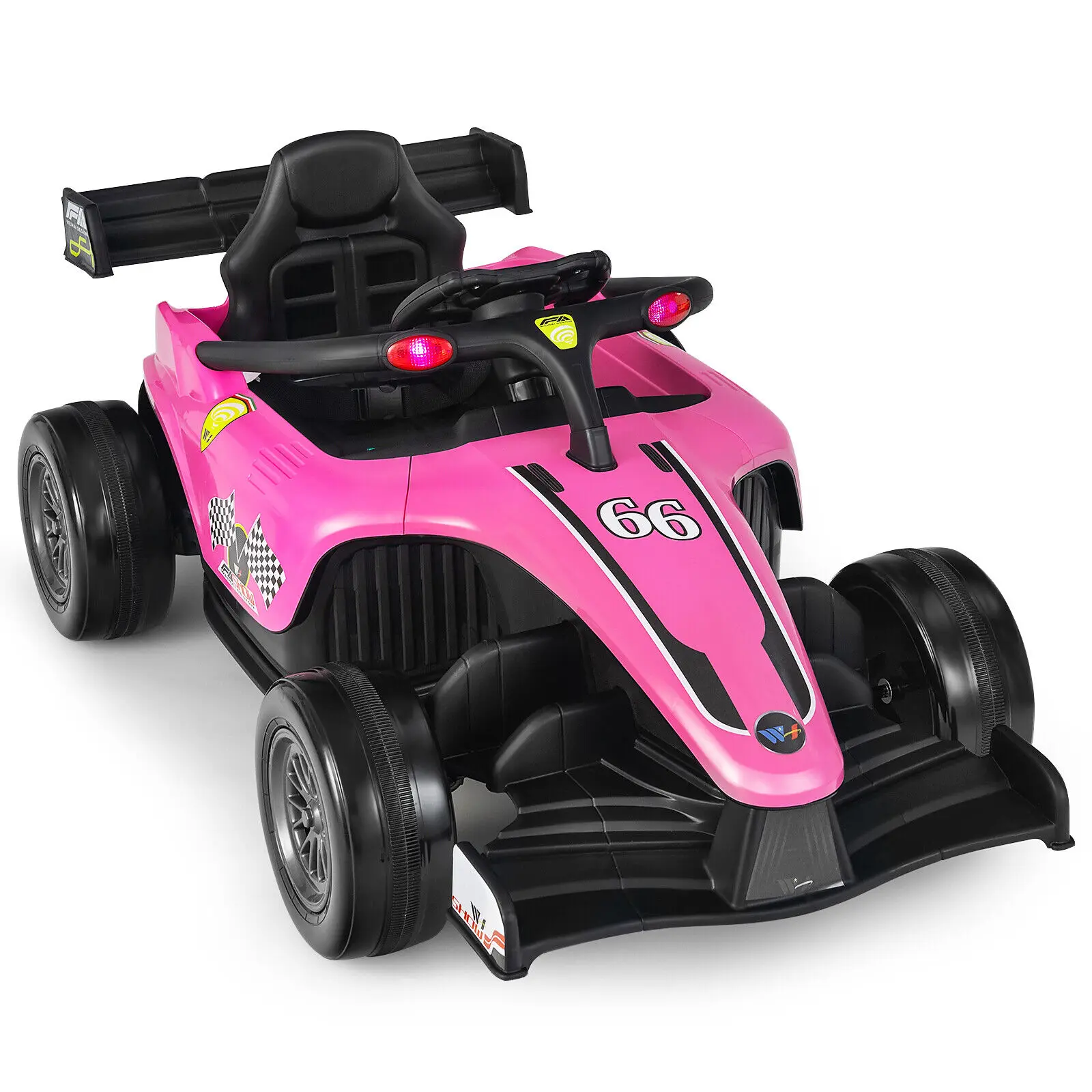 

Babyjoy 12V Kids Ride on Car Electric Racing Truck Remote Control w/ MP3 & Lights Pink