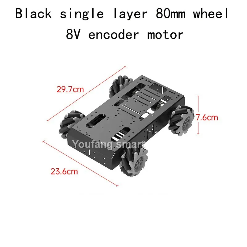 10KG Load 4WD Omnidirectional Mecanum 80/97mm Wheel RC Tank 37 Encoder Motor Metal Multi Layers Chassis for Robotic Car DIY Kit