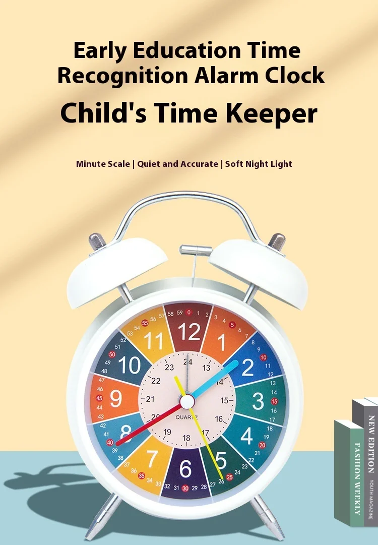 

Student Alarm Clock with Dual Loud Bells Desktop Night Light Early Education Alarm Clock Super Voluminous Ringing