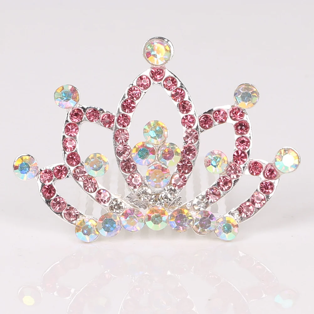 

Water Rhinestone Hair Comb Crown Creative Design For Women Party Performance Banquet Decoration Gift Pink