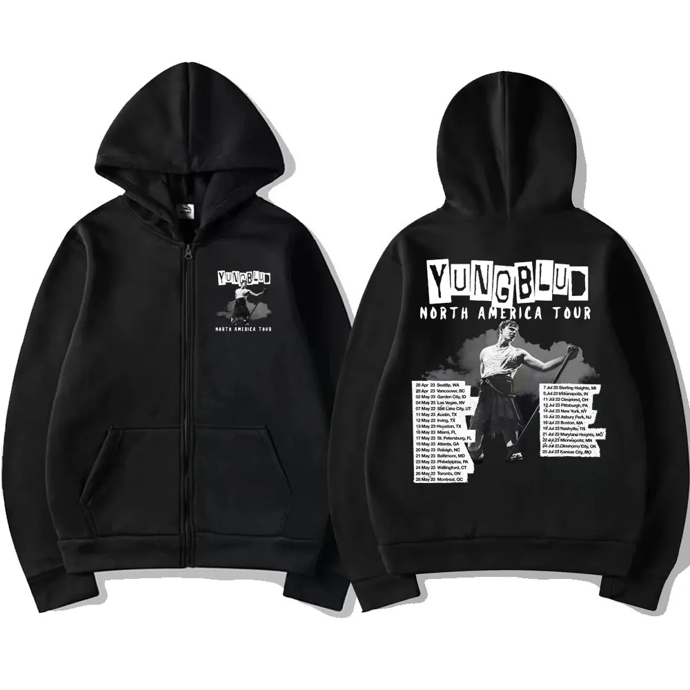 Rock Singer Yungblud 2023 World Tour Graphic Zipper Hoodie Unisex Oversized Sweatshirt Male Casual Streetwear Men Fashion Jacket