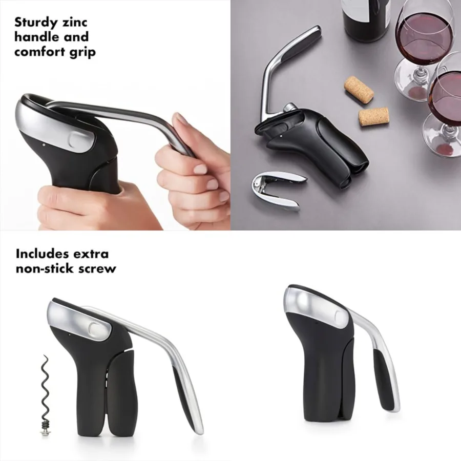 

Steel Vertical Lever Corkscrew with Removable Foil Cutter