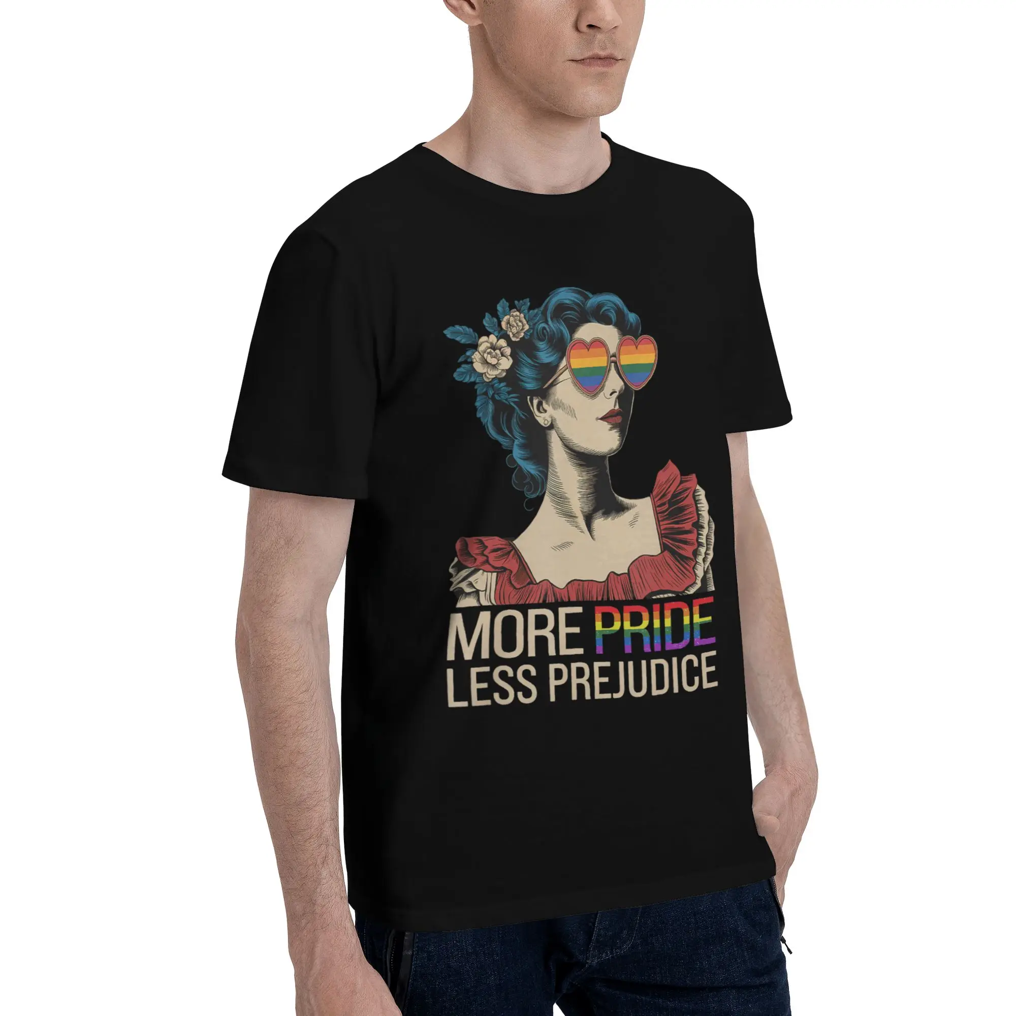 New Arrival More Pride Less Prejudice  T Shirt for Men Women  100% Cotton Tee Shirt Short Sleeve Tops