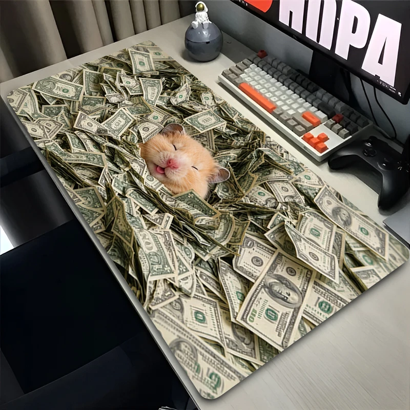 Mouse Pad Cartoon Hamster Computer Desk Mat Large Gaming E-sports Mousepad Funny Hamster Character Keyboard Pad Gamer Mausepad