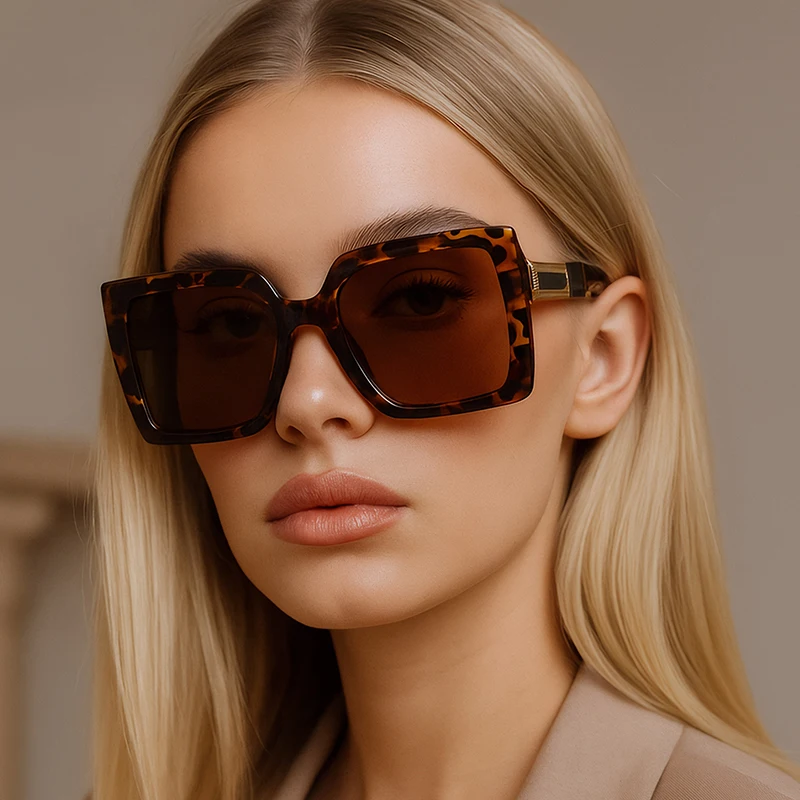 JUNCTURE نظارات شمسية مربعة أنيقة للنساء، نظارات شمسية بإطار كبير متدرج للسيدات، هدايا العطلات، نظارات شمسية للنساء