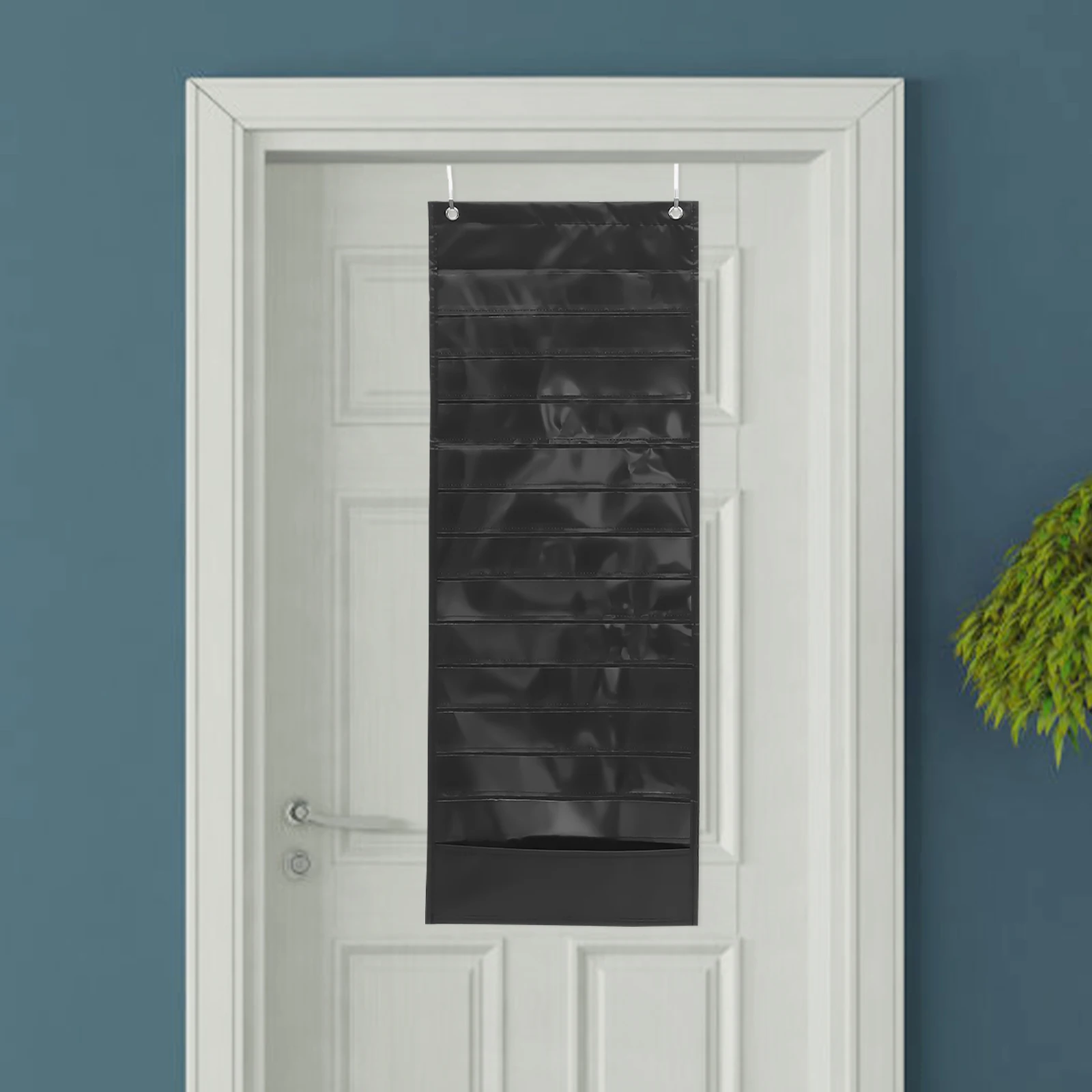 

Over The Door Hanging Bag Wall Mounted Storage Multi Layer Large Capacity Oxford Cloth Black Fabric Files ganizer Magazines