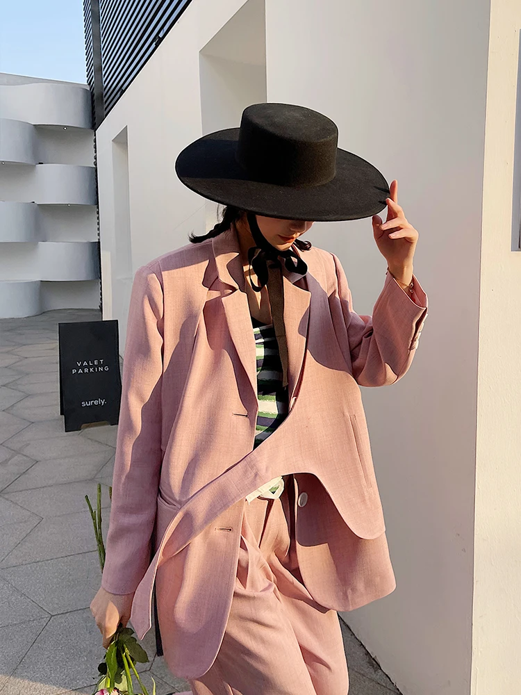 Conjunto de Dos Piezas para Mujer, Cintura Alta, Estilizador, con Cinturón, Diseño Original de Primavera, Poliéster