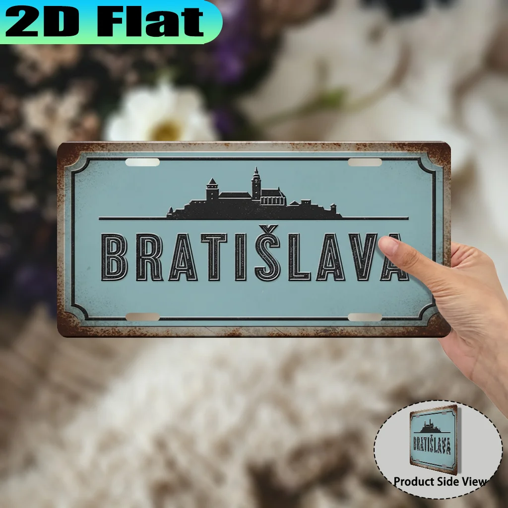 2D Flat - [Enable ]2D Fla2D Flat, [2D Flat] 2D Flat Printing, 1pc, Bratislava Retro Sign (30.48X15.24Cm), Retro Urban Style, Tra