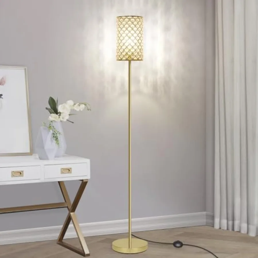 

Floor Lamp, Crystal Floor Lamp with Decorative Shade, Standing Lamp with On/Off Feet Switch and E26 Base, Modern Floor Lamps Co