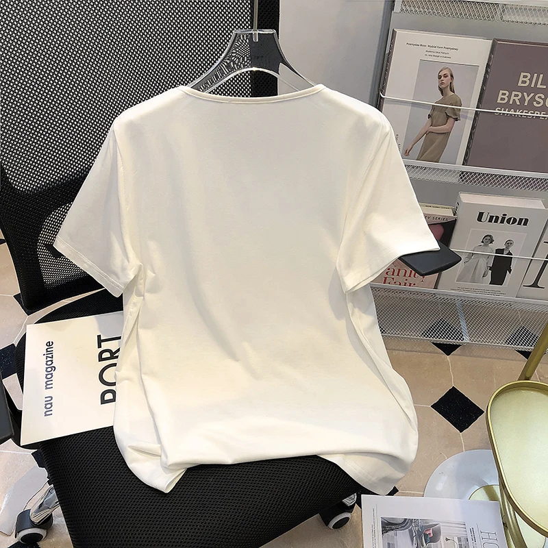 Estate Casual Solid t-shirt donna Crop top o-collo cotone manica corta Tees donna Basic diamond Soft top Harajuku 2022