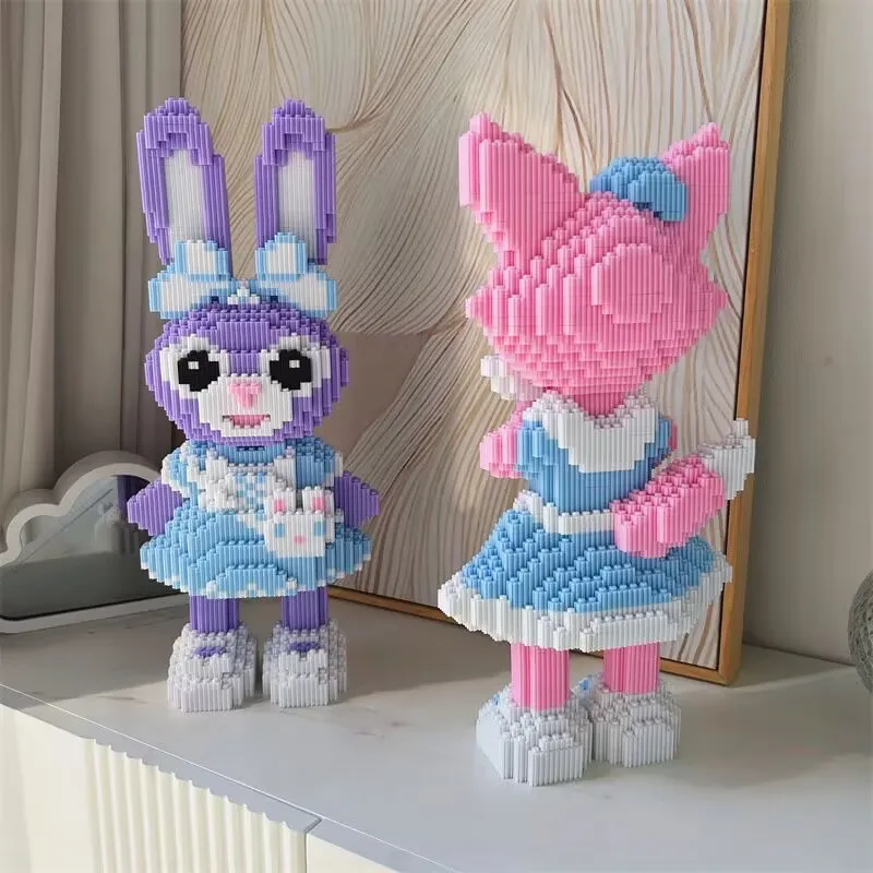 Cartoon the Blue Dress Bunny and the Fox Building Block Anime Assemble Action Model Zabawki dla dzieci Klocki DIY Prezent urodzinowy Nowy