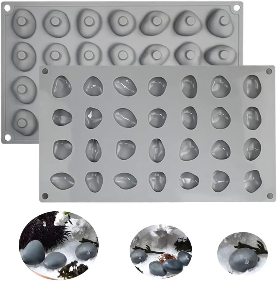 Stone Shape Non-Stick Food Grade Silicone Molds for Chocolate Candy Jelly Ice Cube Cupcake Baking Mould Cake Decorating Tools