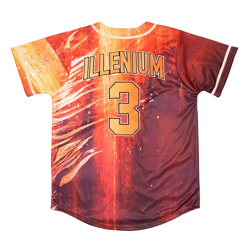 ILLENIUM Concert Site EDM Personalized Streetwear Harajuku Thin button Baseball uniform Men/Women customizable Color13