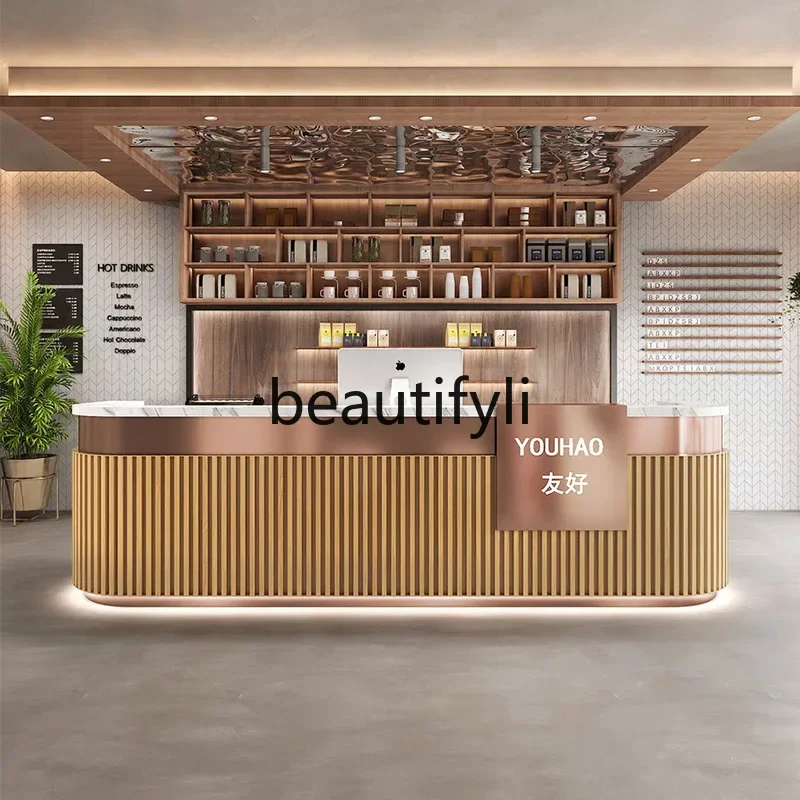 

Cashier New Chinese-style hotel catering shop Commercial barbecue shop, curved front desk6005