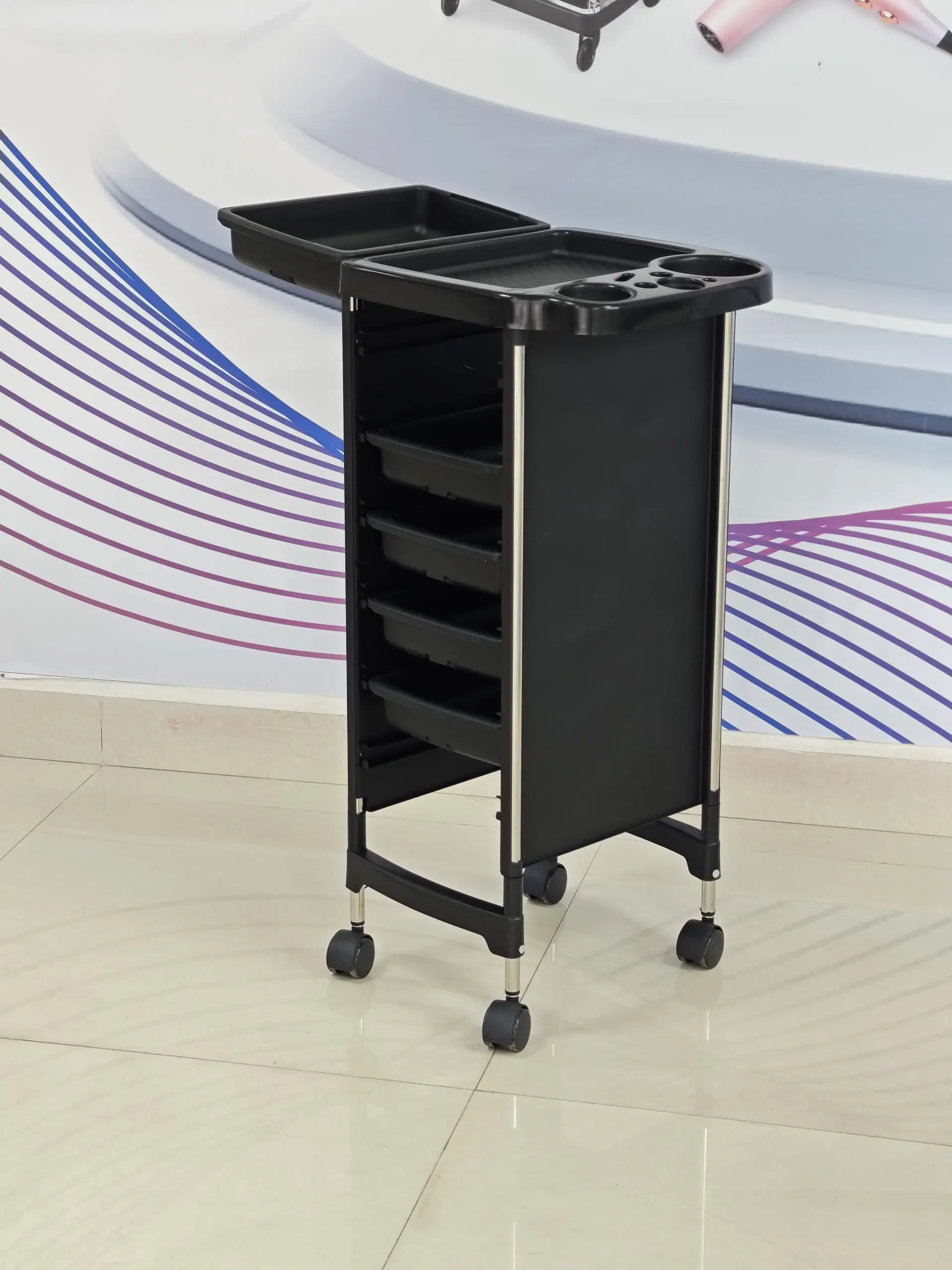 Factory Direct Plastic Salon Cart Trolley with 4 Wheels Durable & Easy Moving for Salon and Spa Furniturepromote sales
