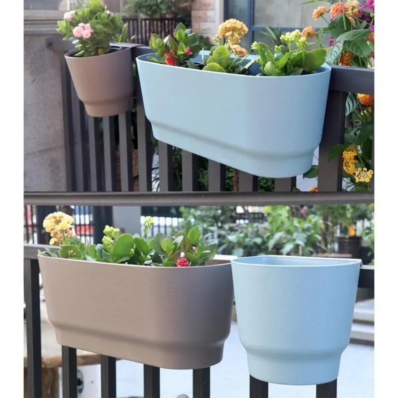 E8BD Plant Hanging Basket Half Round Plastic Flowerpots Decorative Wall-mounted