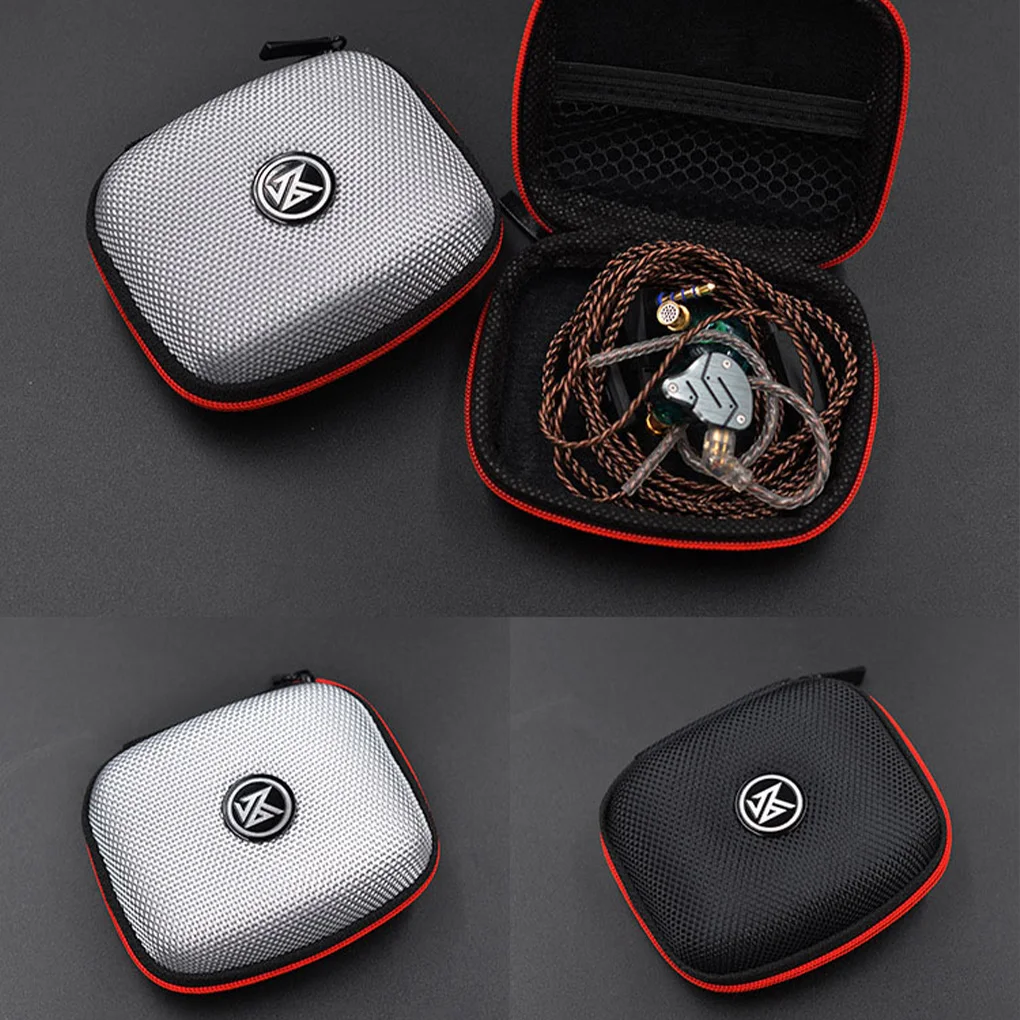 Original KZ Wired Earphone Box EVA Zipper Case with logo ZST V80 ES4 Bluetooth Headset Case Square Portable Compression Headset