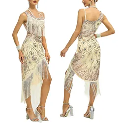 Women 1920s Flapper Dress Vintage Great Gatsby Charleston Party Dress O-Neck Cap Sleeve Sequin Tassel Cocktail Dresses 2024