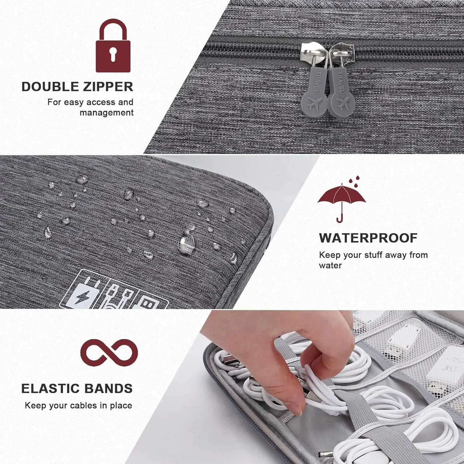 Portable Digital Storage Bag USB Gadget Waterproof Cable Organizer Pouch Digitals Pack Supplies Electronics Devices Accessories view 4