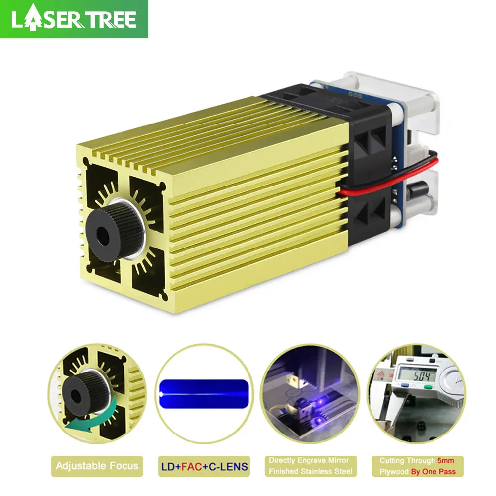 LASER TREE 5W Laser Head 450nm Blue Laser TTL Module for CNC Laser Cutting Engraving Machine Wood Working Tools and Accessories