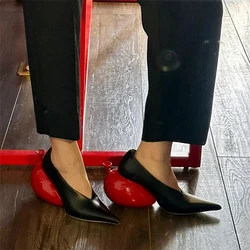 Escarpins à talons ballon pour femmes, chaussures Parker pointues sexy, chaussures à enfiler pour dames, nouveau design, défilé de mode, nouveauté, 2024