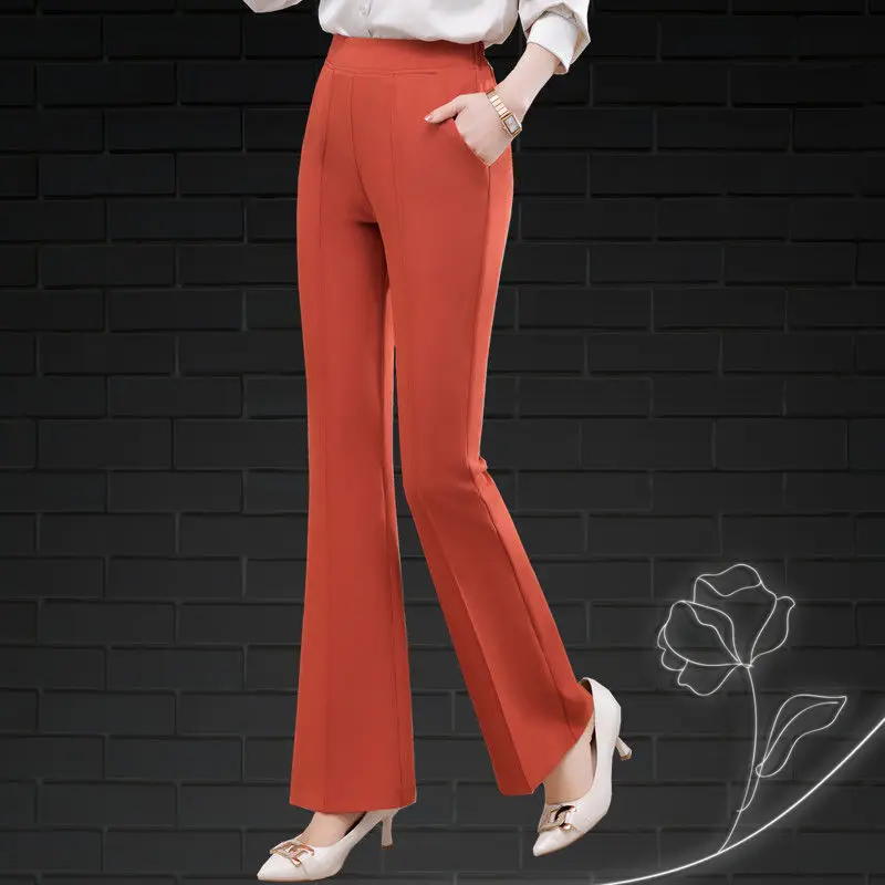 

Trousers with High Waist Slim and Versatile Suit Casual Bell-bottom Pants Drooping White Women's Pants