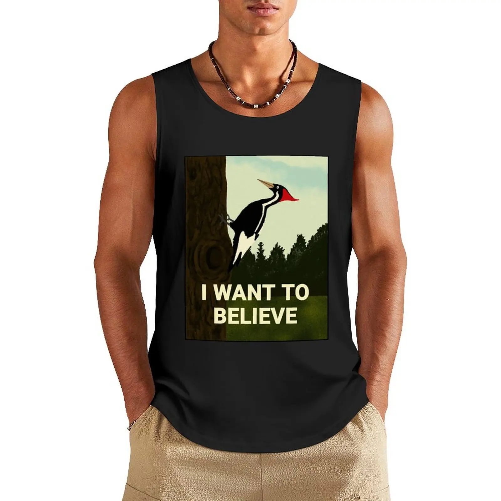 

I Want To Believe, Ivory Billed Woodpecker Tank Top sleeveless gym clothing men men gym t-shirt gym man