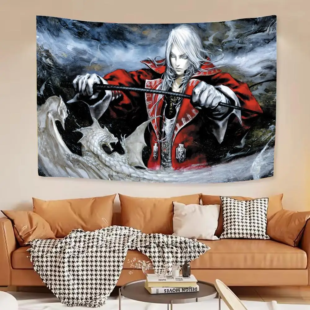 Castlevania Symphony of the Night Tapestry House Bedroom Living Bar Garden Microfiber Decoration Background