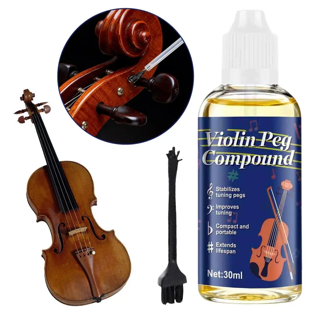 30ml Violin Instrument String Shaft Lubricant Quick Response Valve Anti Corrosion Five Finger Brush