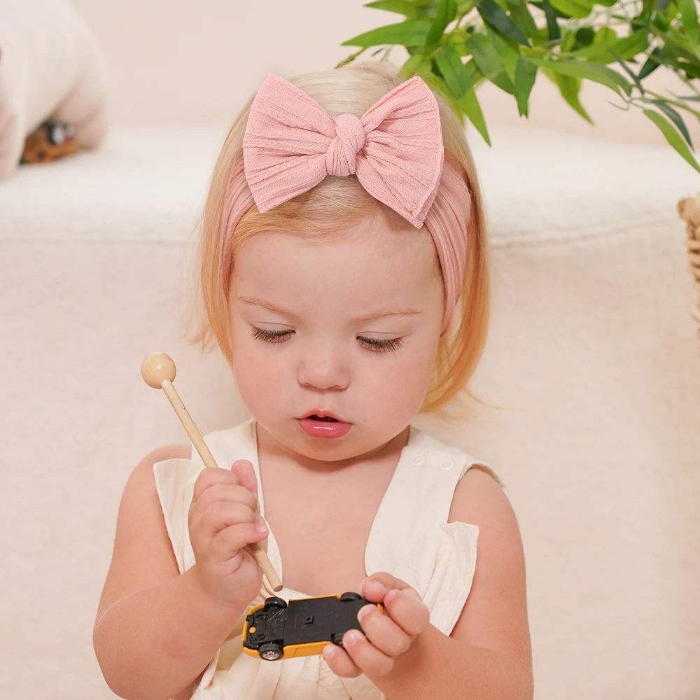 10 Stück, zufällige Farben, Nylon-Haarband für Babymädchen, elastisch, handgefertigte Schleife, modisches Kopftuch, Baby-Haarschmuck. – Detail 2