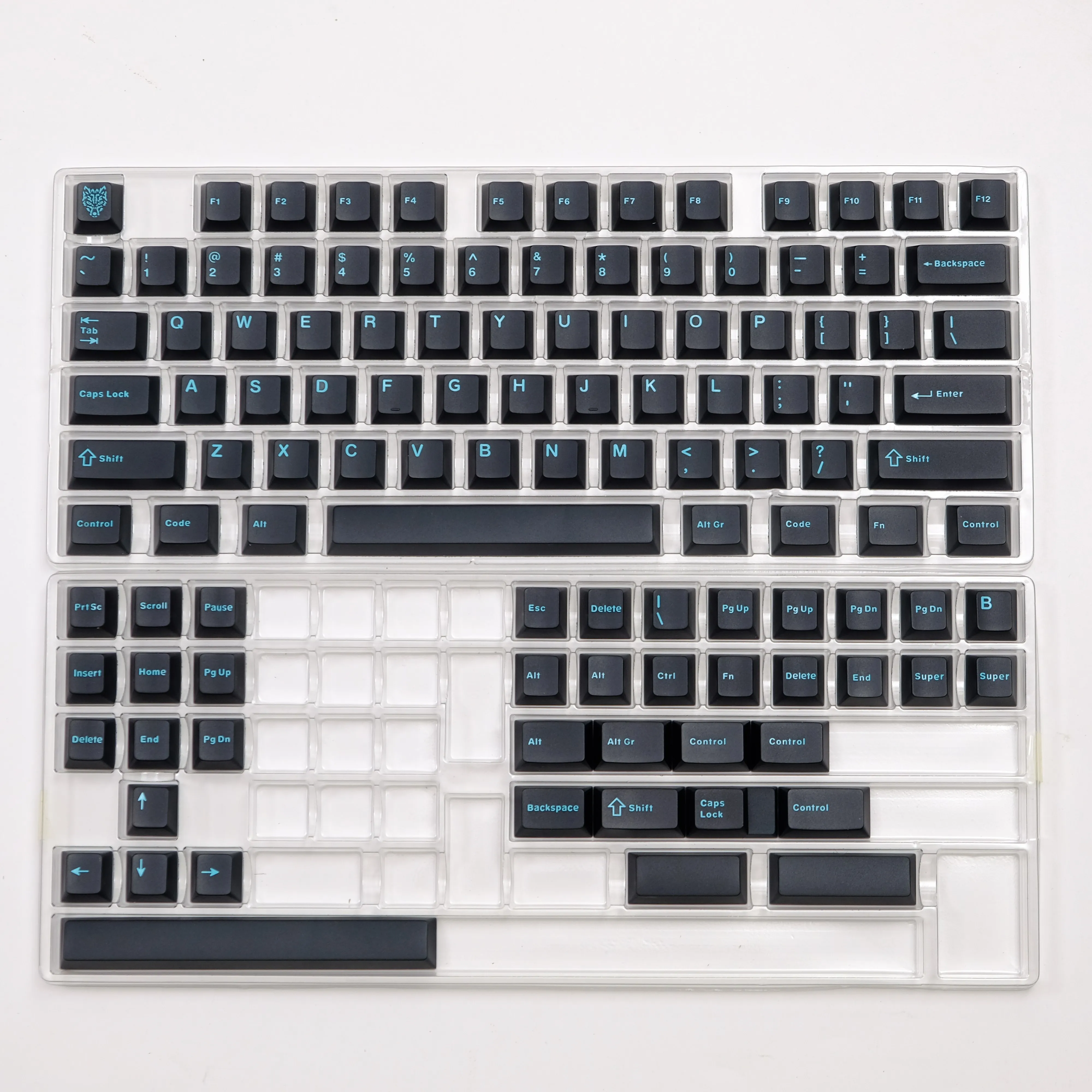 Two-color original height 114-key ABS blue semi-transparent series keycaps