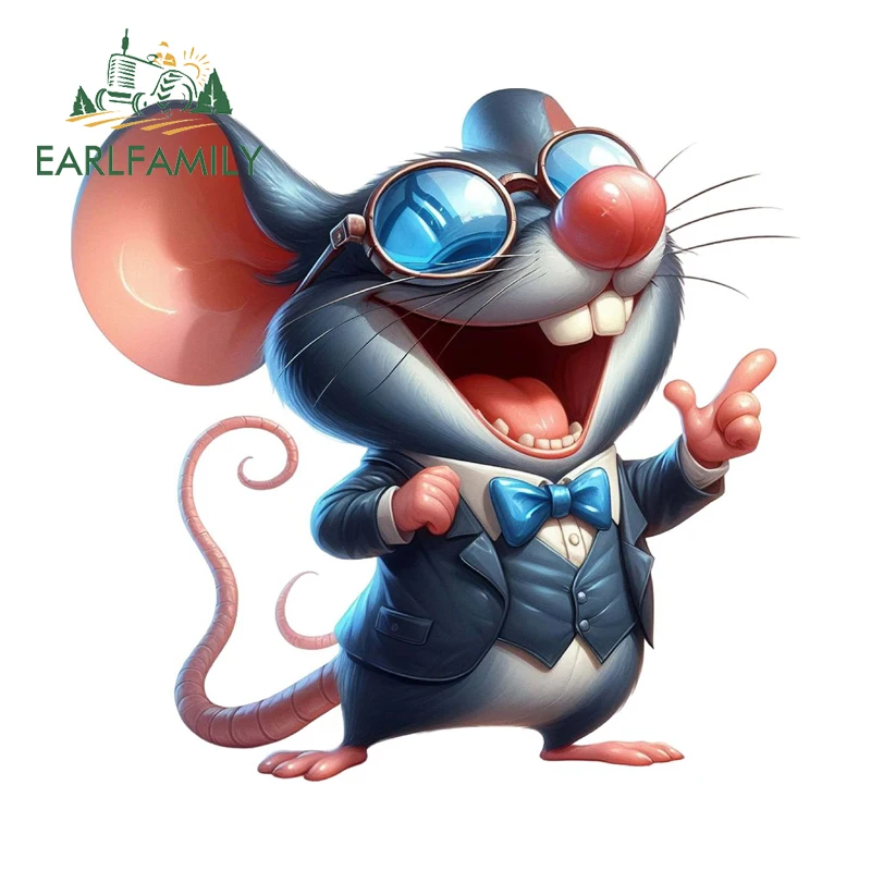 EARLFAMILY Funny Boss Mouse Graphics Car Stickers Interesting Personality Windshield Surfboard Decal Vinyl Camper Decoration