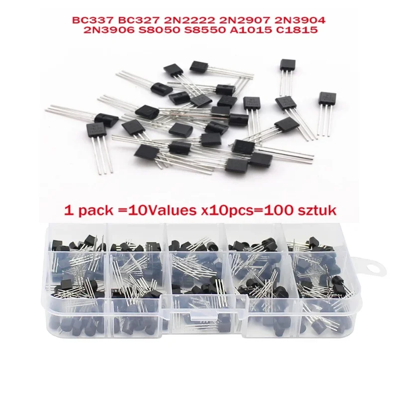 200PCS Transistors TO-92 Diode Transistors 20 Pieces Each In 10 Specifications 2N2222 BC337-C1815