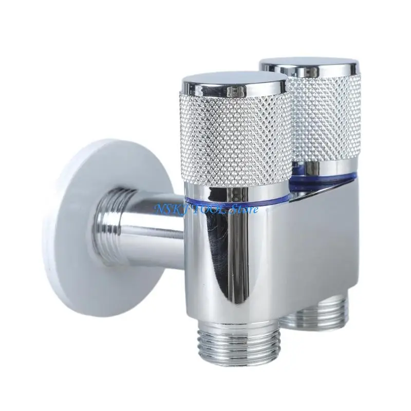 L8RC Washing Machine Faucet Toilet Triangles Valves 1/2inch Thread Double Control Valves Toilet Bathroom Fittings