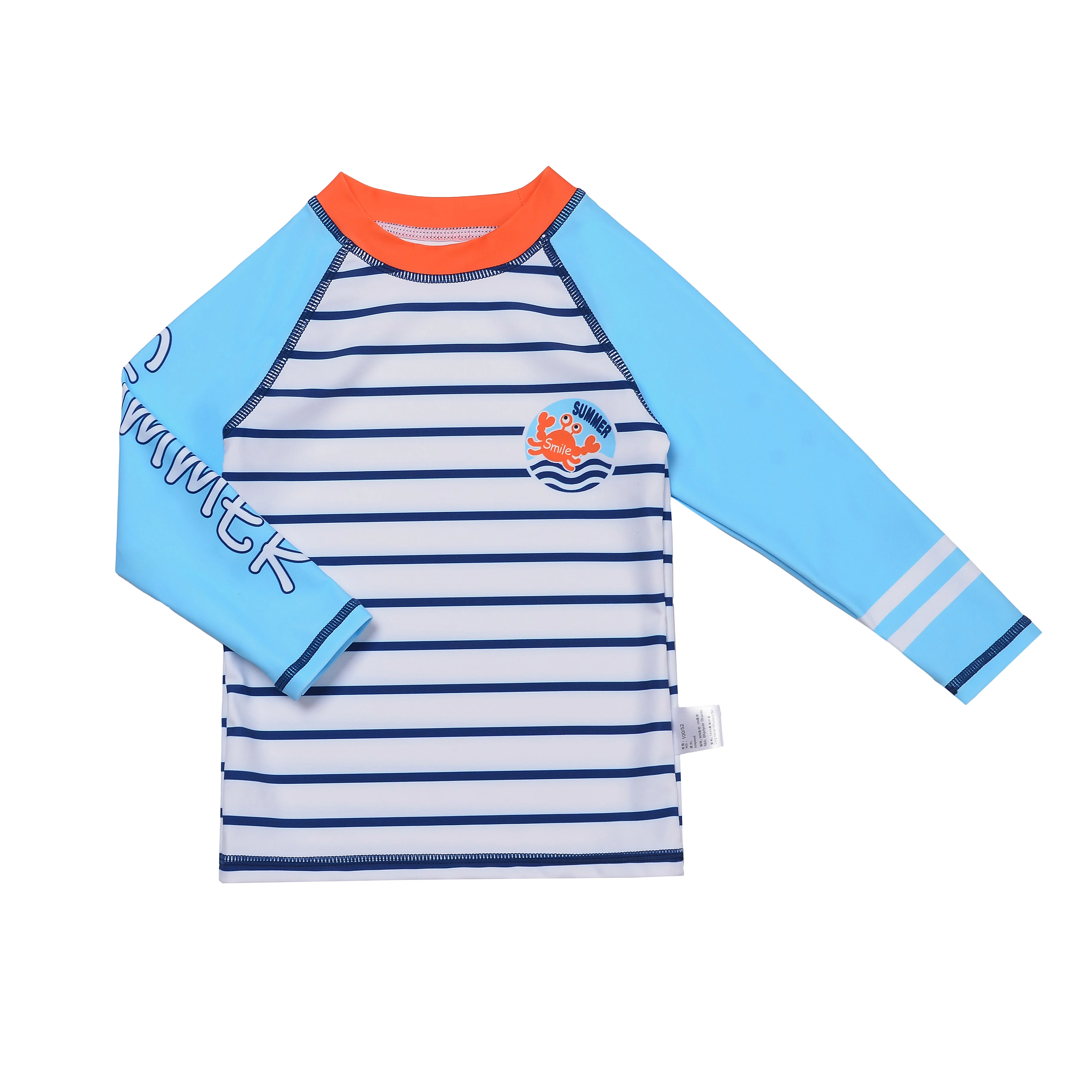 Striped Crab Boy's Boy Swimwear Long Sleeve Three Pieces Set Sun Protection Children SwimSuit Cartoon Split Swimsuit