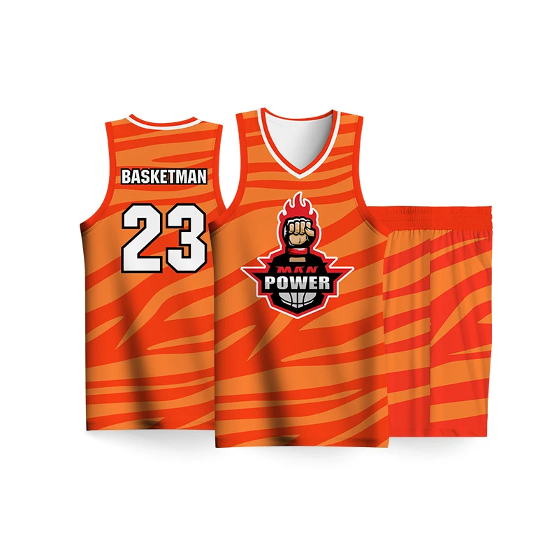 BASKETMAN Basketball Sets For Men Slick Screen Printed Team Name Number Logo Printed Jerseys Shorts Uniforms Training Tracksuits