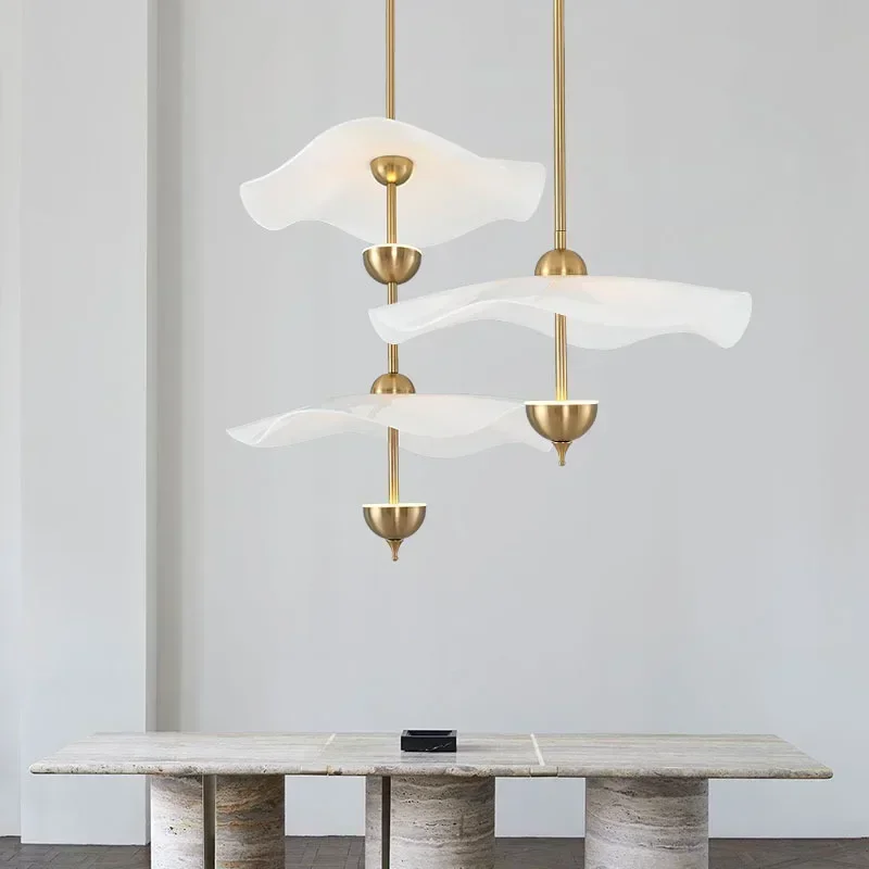 Lotus Leaf Pendant Lamp Gold Metal Home Art Deco Lighting Fixtures For Living Room Bedroom Restaurant Shop