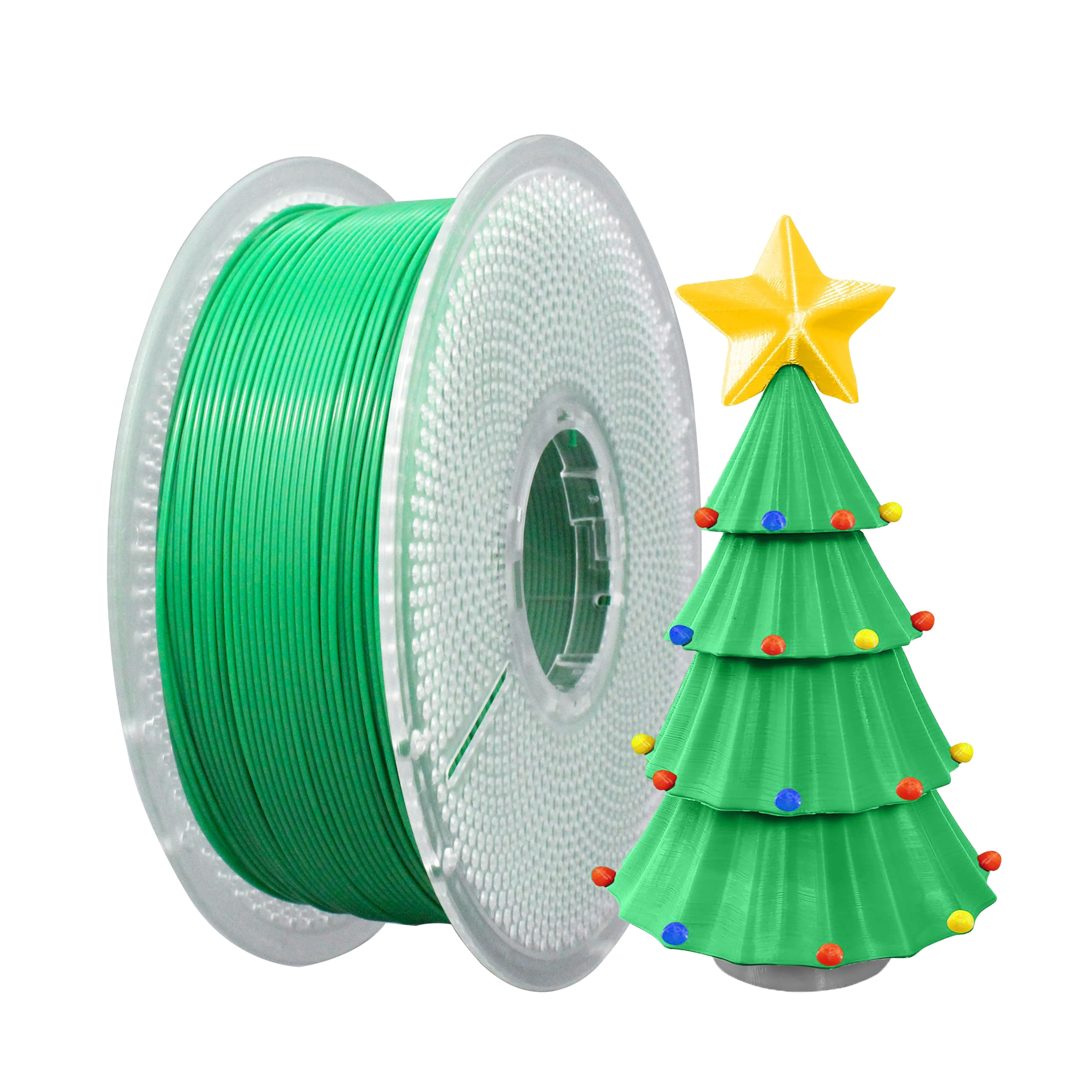 خيوط طابعة PLA+ ثلاثية الأبعاد عالية السرعة، خيوط PLA الخضراء لعيد الميلاد 1.75 مم، دقة الأبعاد ± 0.02 مم، بكرة 1 كجم (2.2 رطل) #1