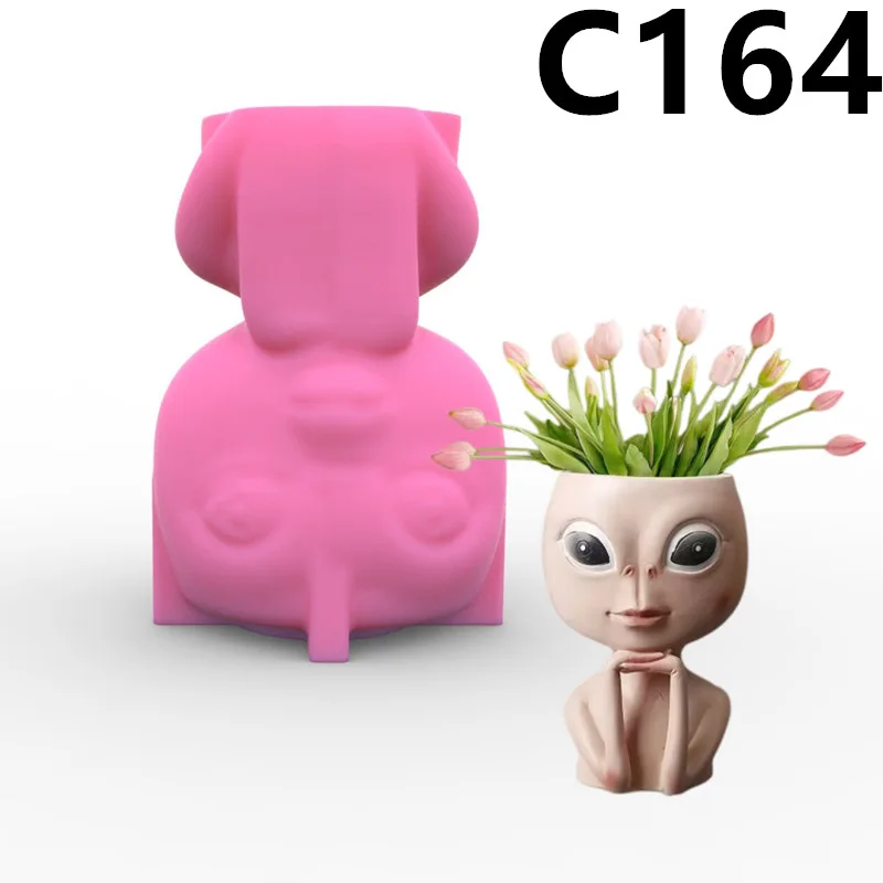 

Creative Alien ET Succulent Flower PotAshtray Pen Holder Silicone Mold Scented Molds For Gypsum and Concrete Stone Carving Art