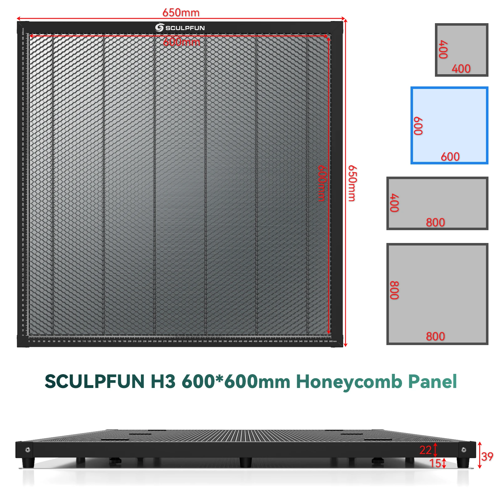 SCULPFUN 600x600mm Honeycomb Panel Workbench Suitable for Diode CO2 Laser Engraving Machine Carving Wood/Leather/Metal/Acrylic