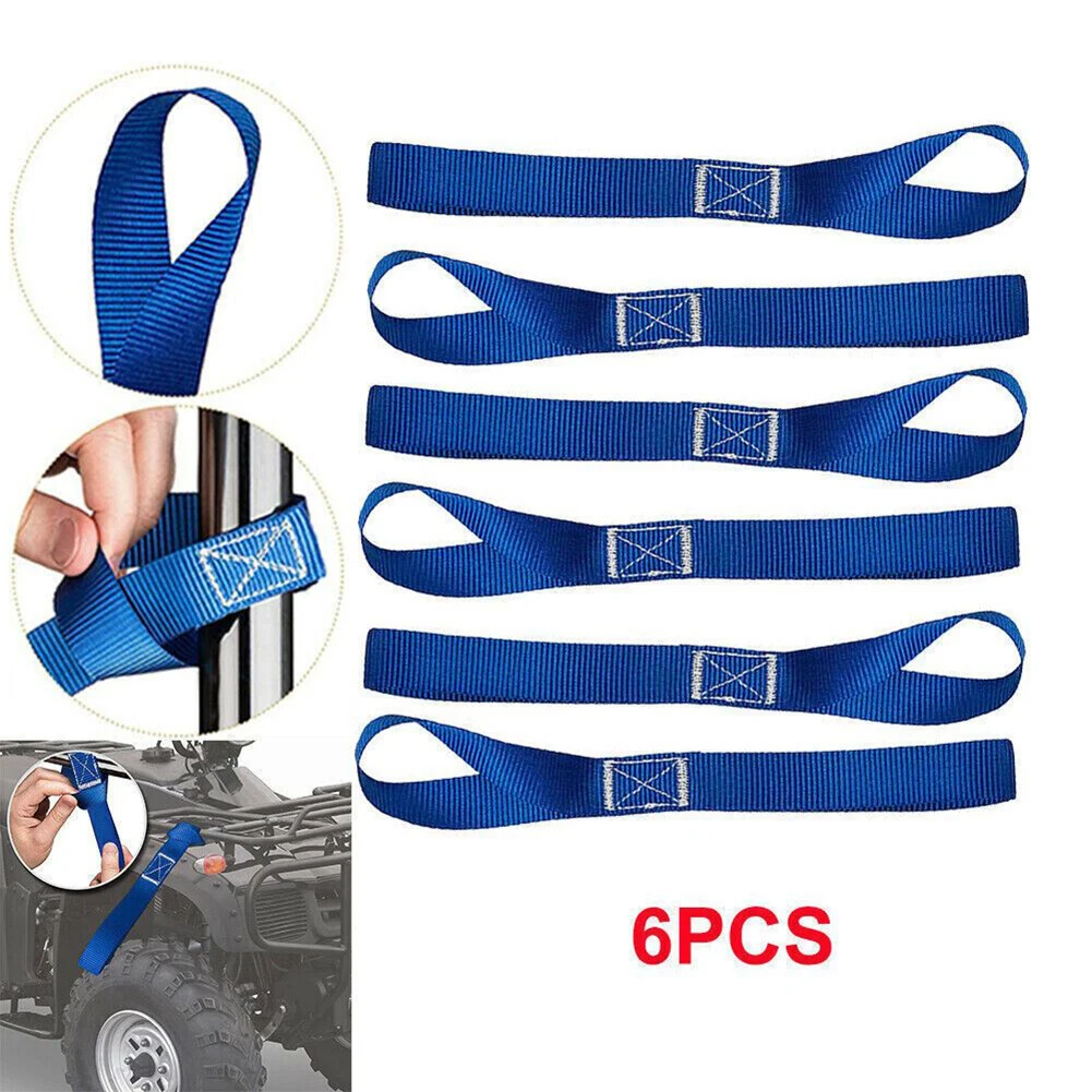 6Pcs Soft Loop Ratchet Straps for Motorcycle Motorbike Tie Down with 1500LB Load Capacity and Double Stitched Strength