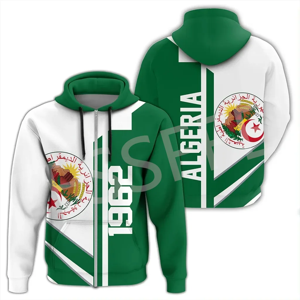 NewFashion Africa Country Algeria Flag Tattoo Retro Tracksuit 3DPrint Harajuku Casual Streetwear Pullover Funny Jacket Hoodies J