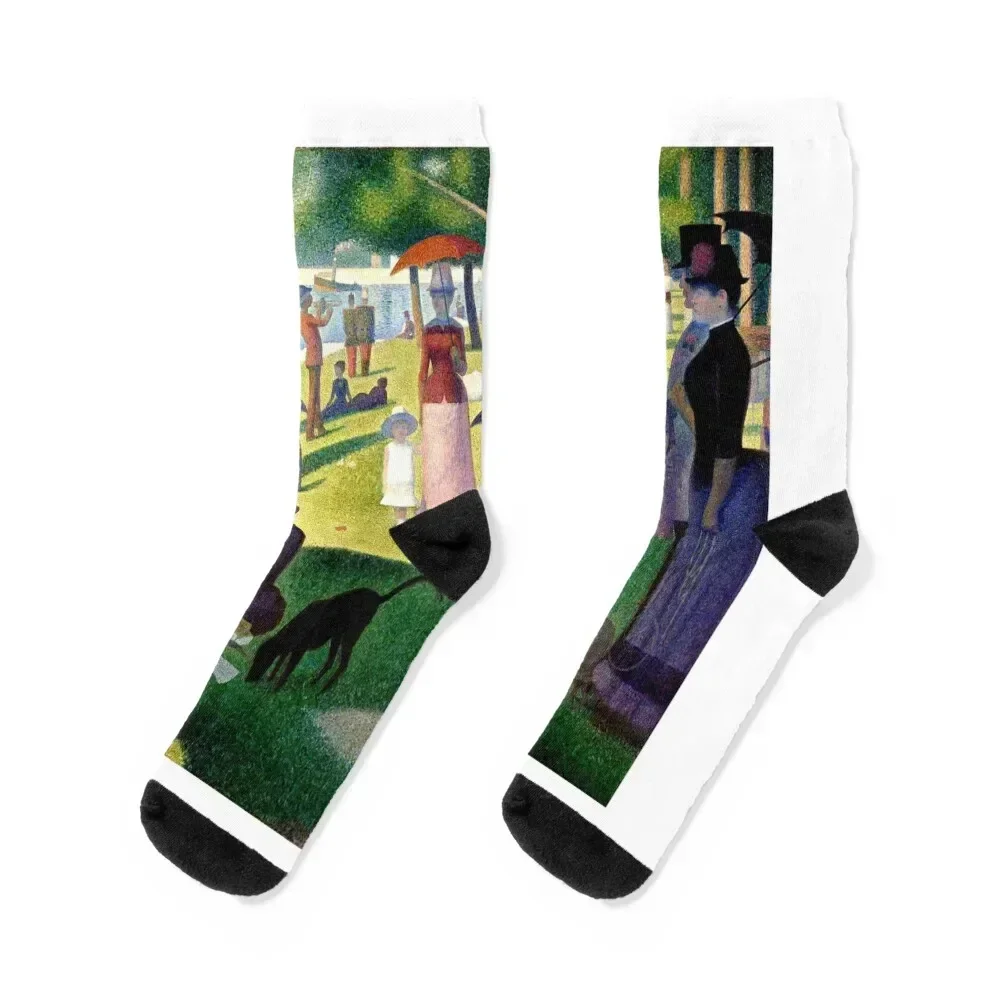 

Georges Seurat sunday in the park la grande jatte pointilist river Seine Socks colored gym shoes Man Socks Women's