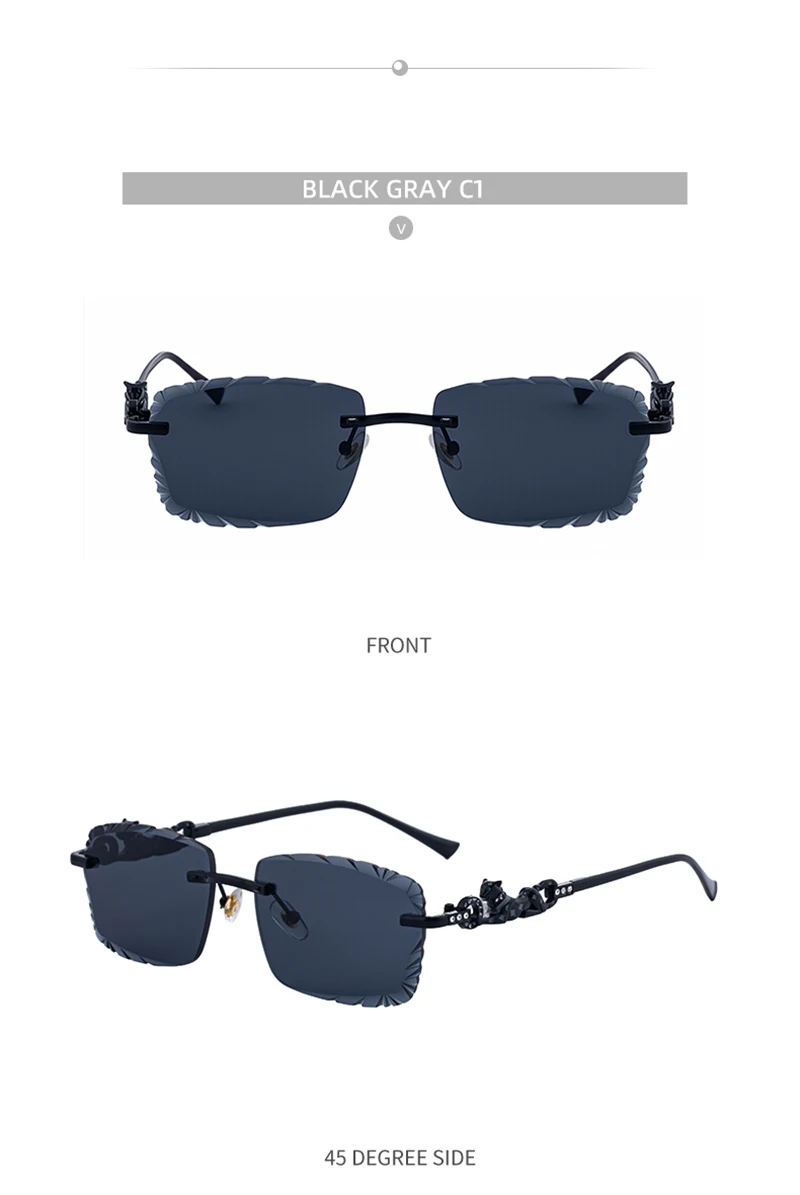 Mimiyou Quadratische randlose Sonnenbrille für Herren, hochwertige Outdoor-Brille für Damen, Grace Fashion-Brille, Marke UV400, Sonnenbrille – Detail 19