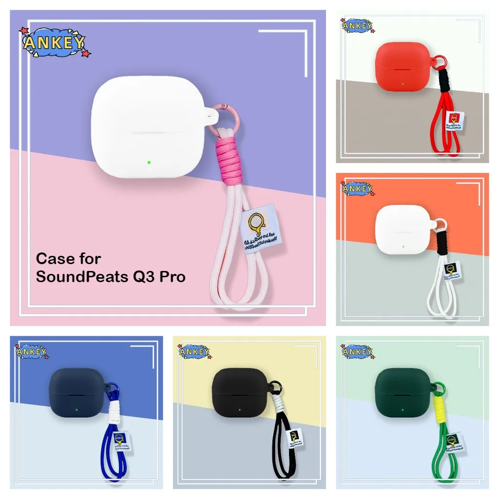 for SoundPeats Q3 Pro Protective Case Lanyard Soft Cover Shells Washable Housing Anti Dust Sleeve Hand Rope Strap Accessories